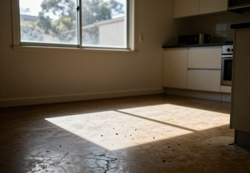 Cockroach infestation in a Horsley Park kitchen before treatment